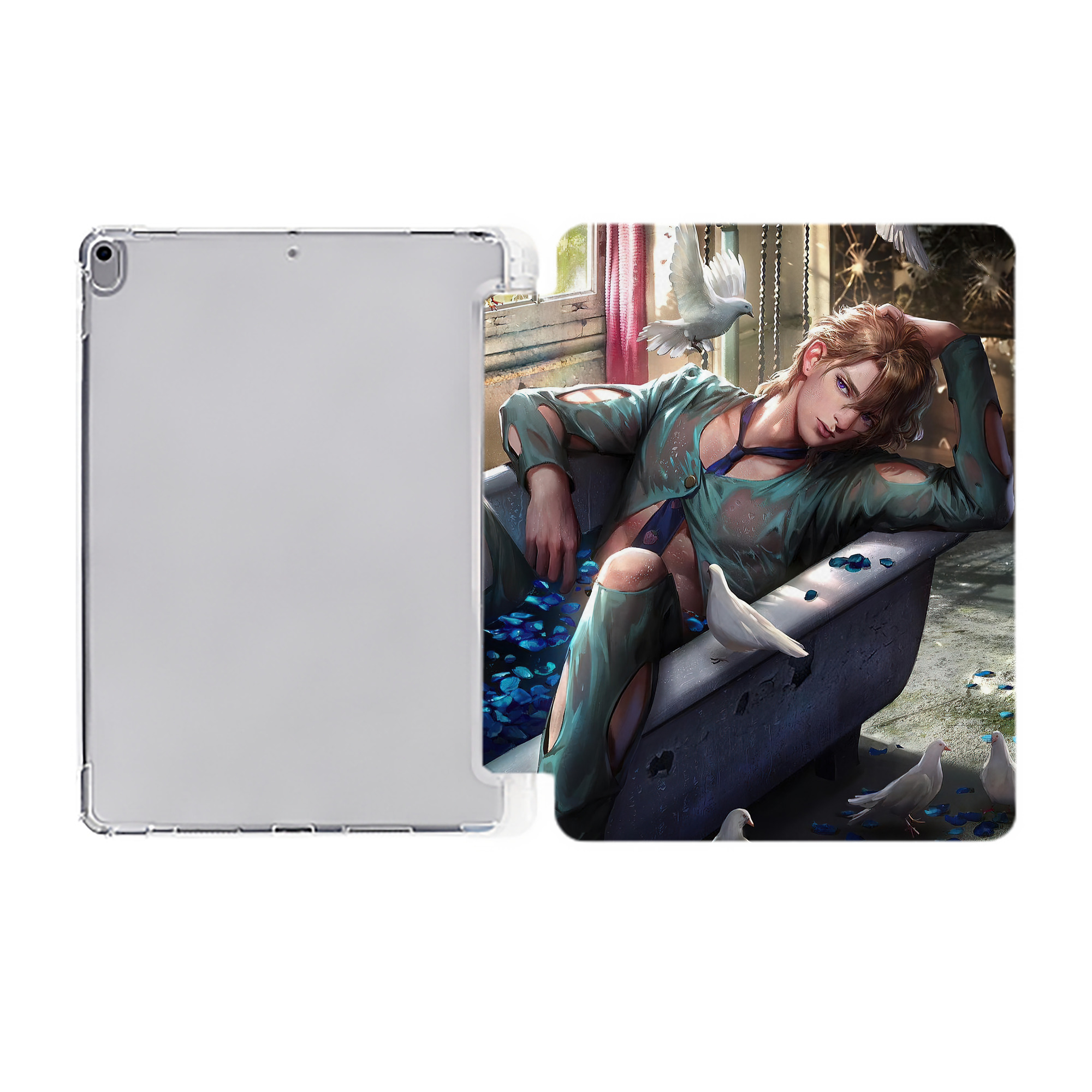 （画像用） ジョジョの奇妙な冒険 JoJo's Bizarre Adventure IPad ケース ペン収納付き 三つ折りスタンド PUレザー×シリコン 対応機種9.5/10.5/10.9インチ